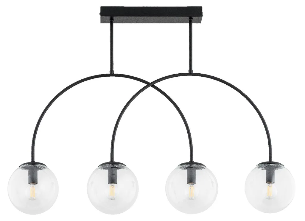 Suspension DILAR Noire 4xE14 Alfa - Lustre en Verre 52,5 x 15 x 78 cm