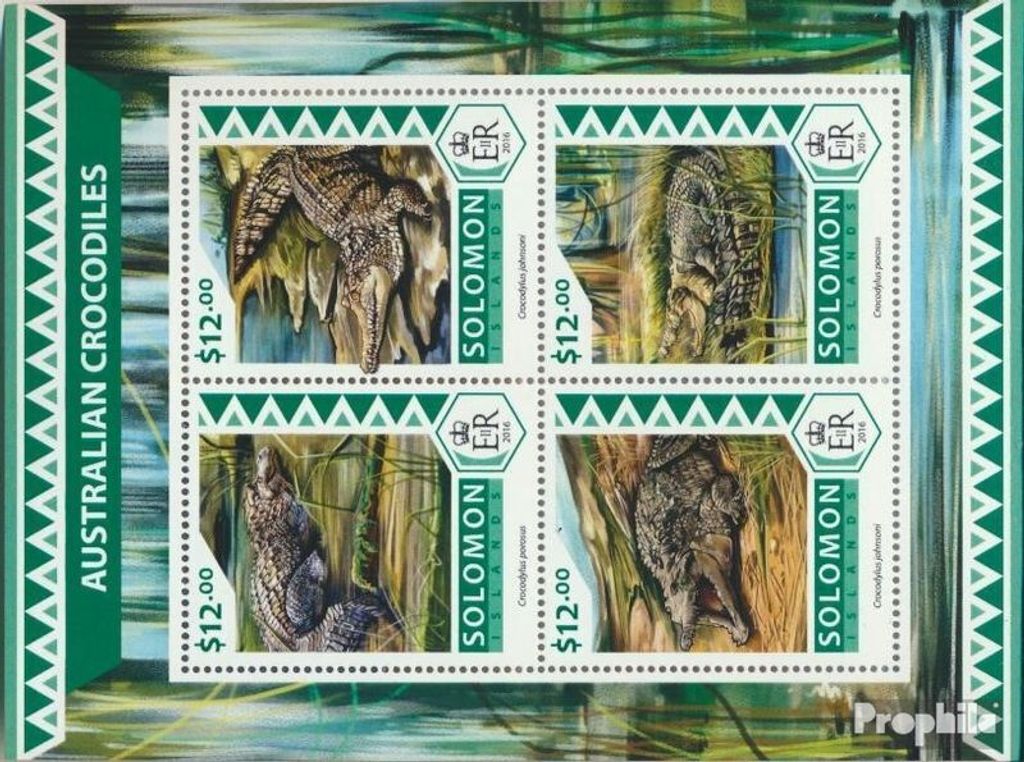 Briefmarken Salomoninseln 2016 Mi 4140-4143 Kleinbogen (kompl. Ausg.) postfrisch Australische Krokodile