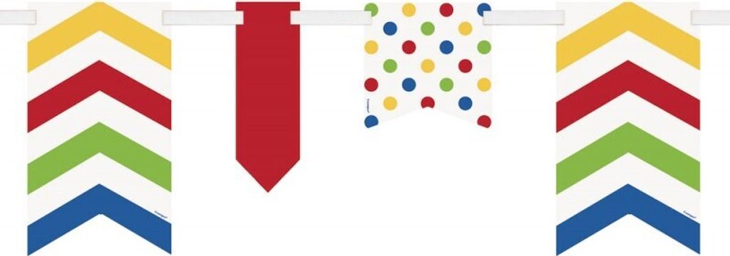 Wimpelgirlande Punkte und Streifen bunt kräftig