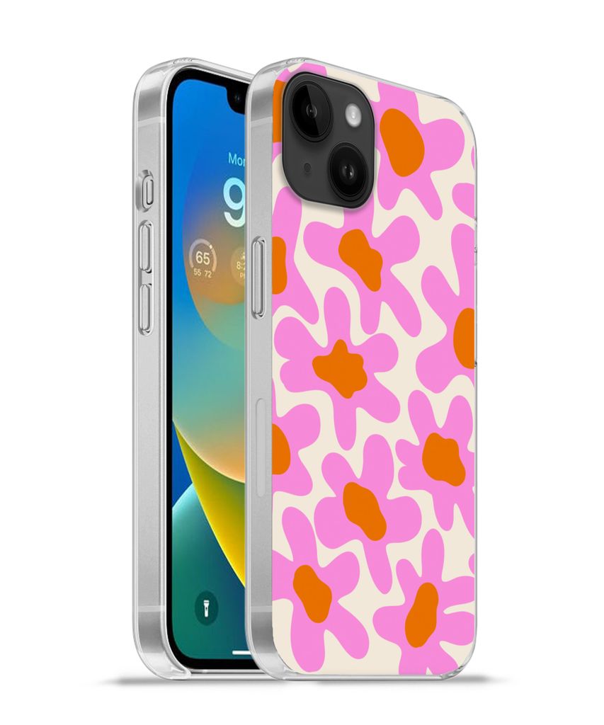 MuchoWow Handyhülle Schutzhülle Hülle für Apple iPhone 14 Plus - Soft case Blume - Rosa - Muster Silikon Softcase Handy Hülle - Abbildung - ...