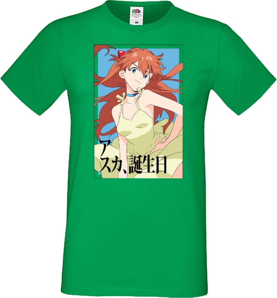 Herren T-Shirt Anime Manga Neon Anime Genesis Manga Evangelion Asuka Langley Soryu 03 Asuka Langley, Man XL / Burgundy