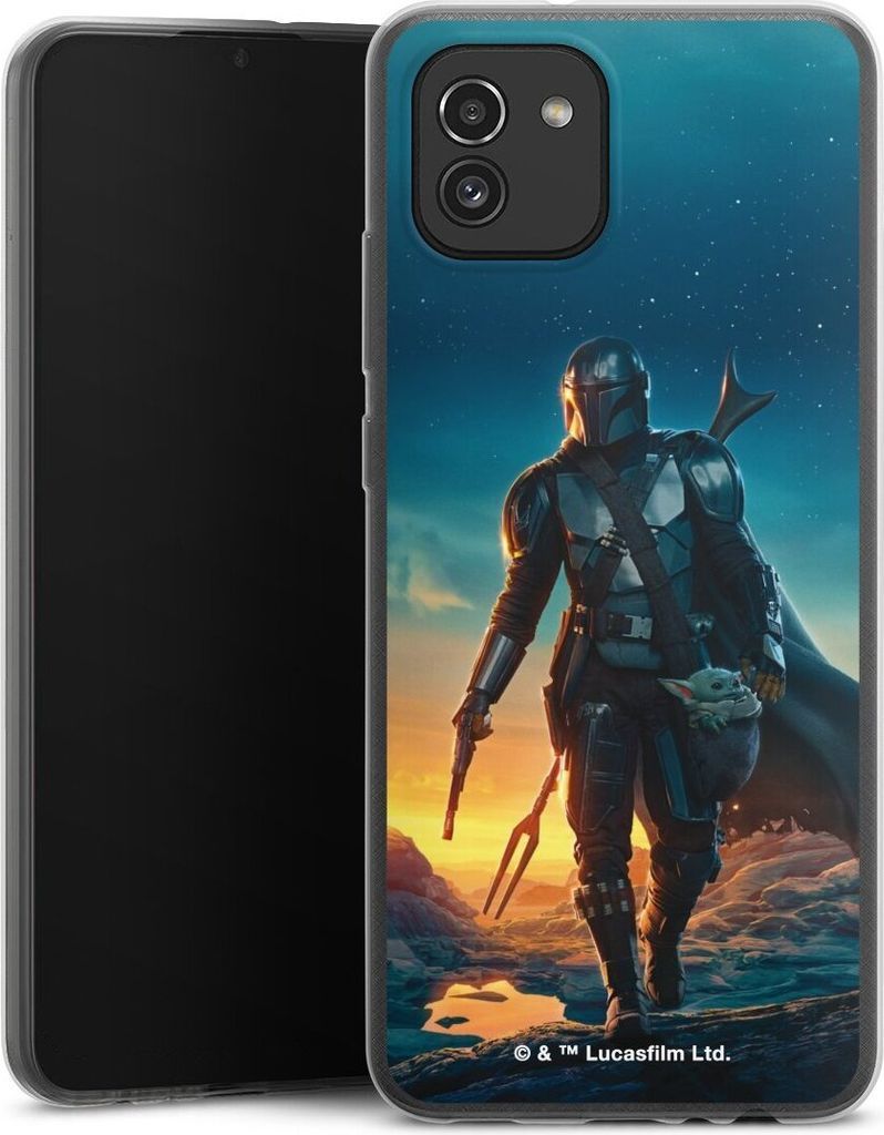 DeinDesign Slim Hülle für Samsung Galaxy A03 Silikon Case Ultra Dünn Handyhülle Sonnenuntergang Star Wars The Mandalorian
