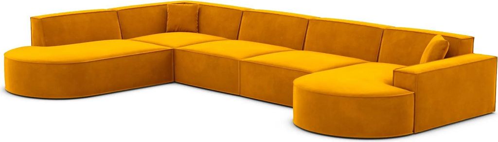 Samtstoff U-Form XL Lounge Wohnlandschaft Brevia Senf Rechts