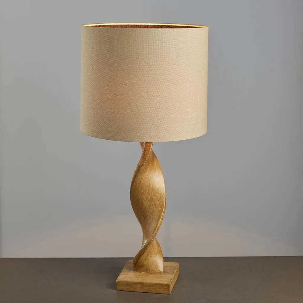 Lampe de table bois clair 68cm ABIA Endon - Finition résine et E27 - 3