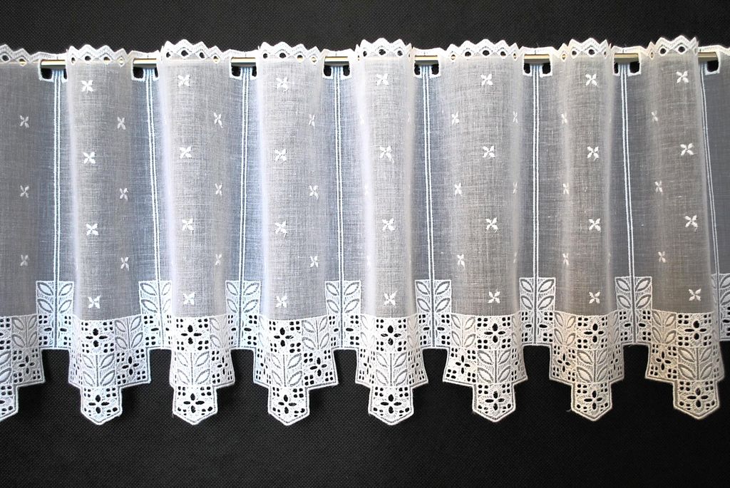 Gardinen Kranzusch Scheibengardine quadratischer Abschluss 27x52,5 cm H/B Weiß Bistrogardine Vorhang Küche 1er Pack