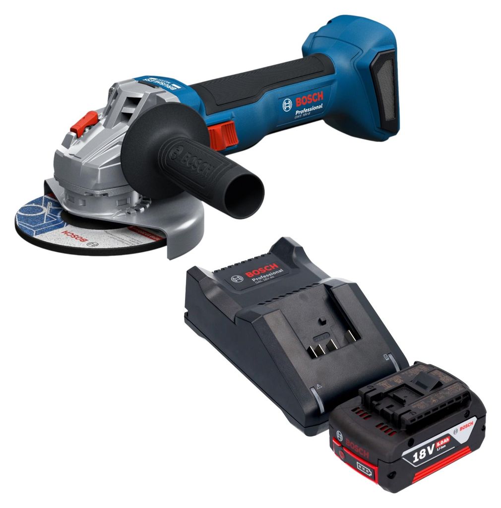 Bosch GWS 18V-8 Professional Akku Winkelschleifer 18 V 125 mm Brushless + 1x Akku 5,0 Ah + Ladegerät
