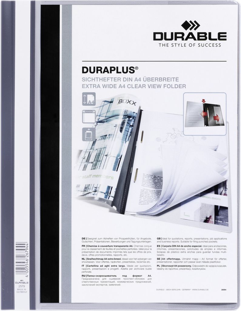 DURABLE Präsentationshefter DURAPLUS A4+, 257910 grau