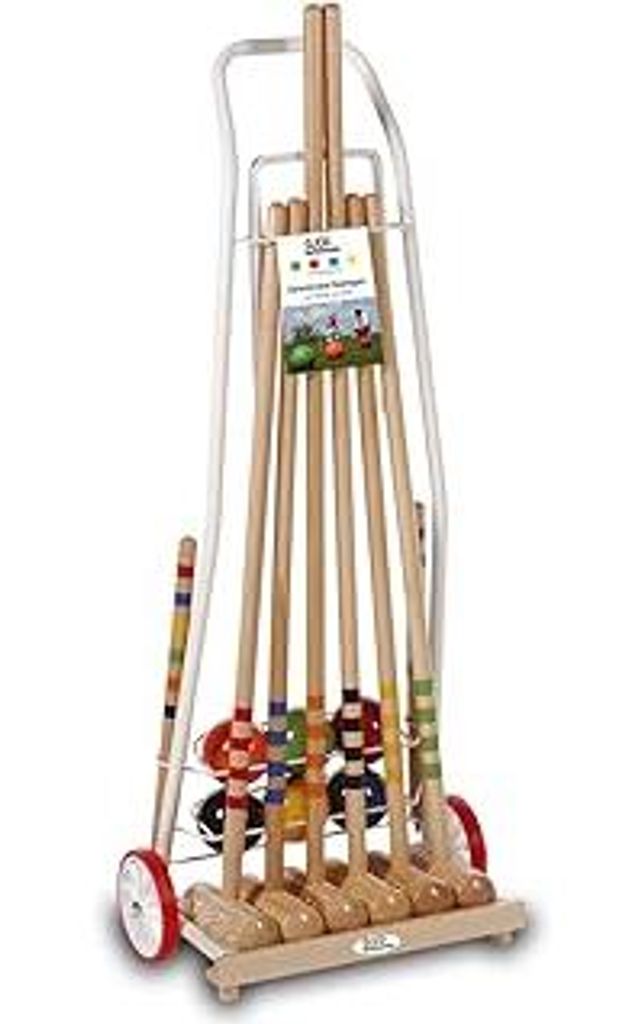 GICO Hochwertiger Krocketwagen Family für 6 Spieler Erwachsenenlänge aus Massivholz- EU-3136