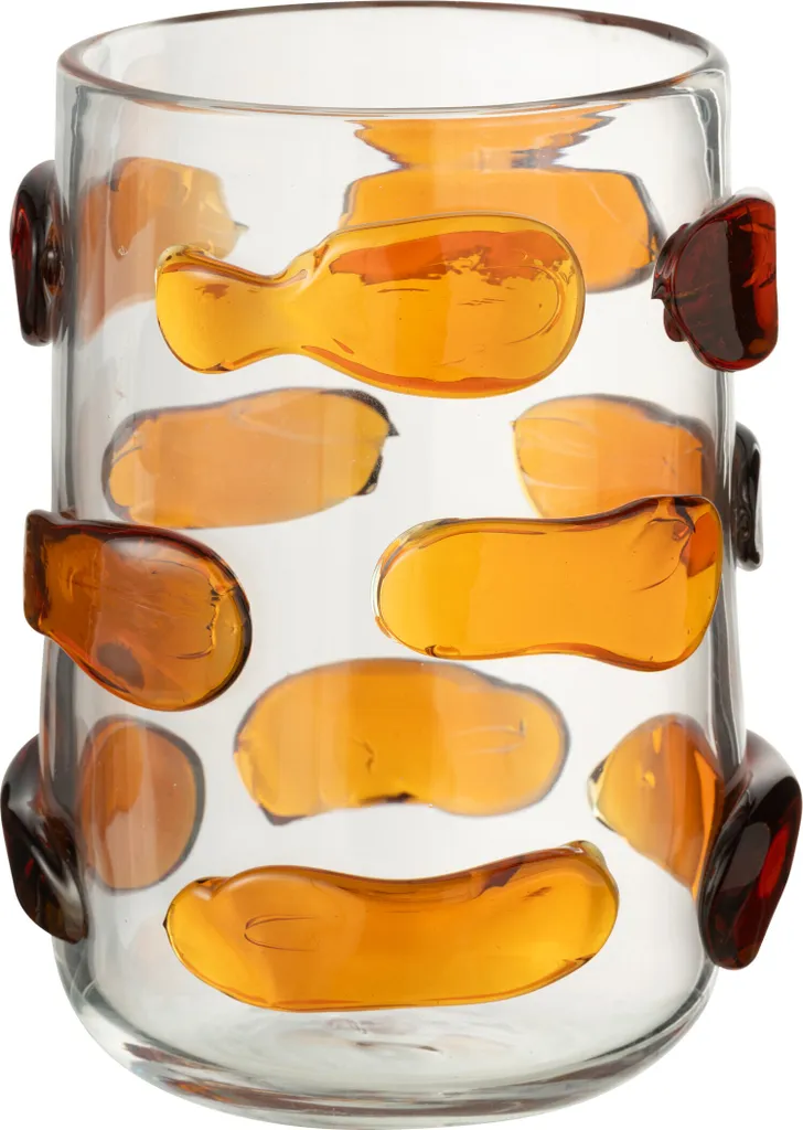 Vase en Verre Ambre J-Line Pebbles - Solution Déco pour Petits Espaces