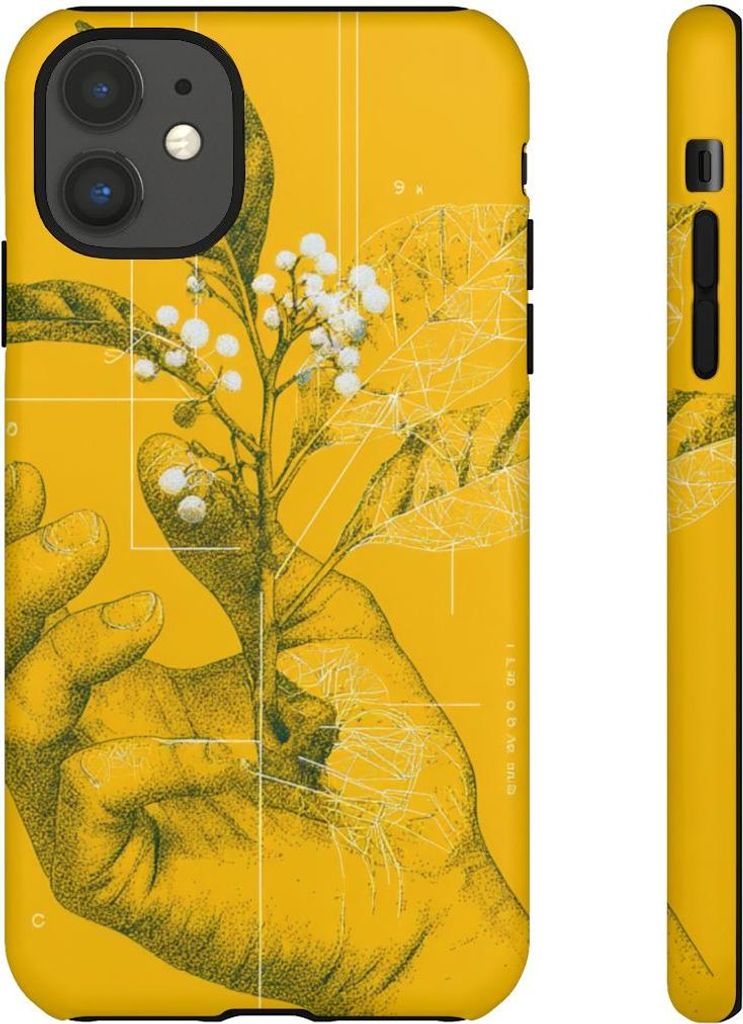 Botanische Hand-Illustration mit Blättern und Beeren – Hülle Kompatibel mit iPhone 11