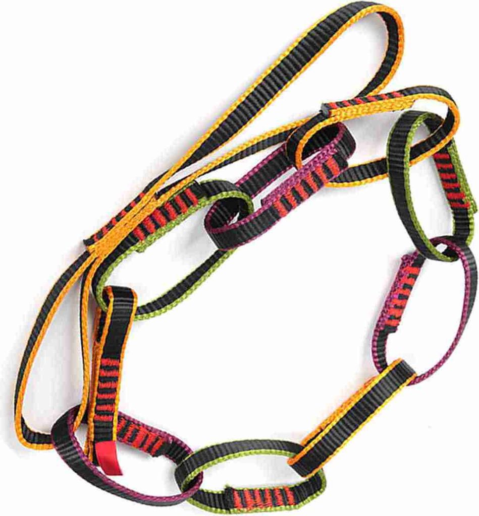 Outdoor Kletterausrüstung - Nylon Daisy Chain Schlaufenring, vielseitig einsetzbar als persönliche Sicherung beim Klettern und Abseilen