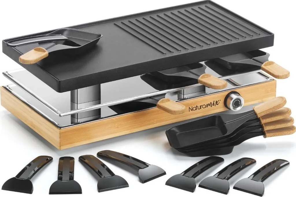 Appareil à Raclette Familial Racwood8 Naturamix pour Soirée Conviviale