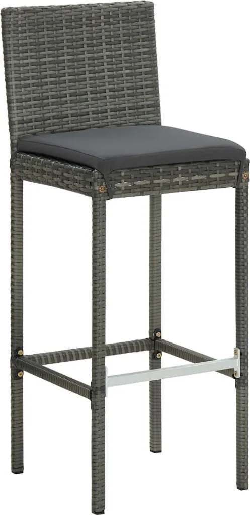 Tabouret de bar extérieur confortable en résine tressée grise, x6