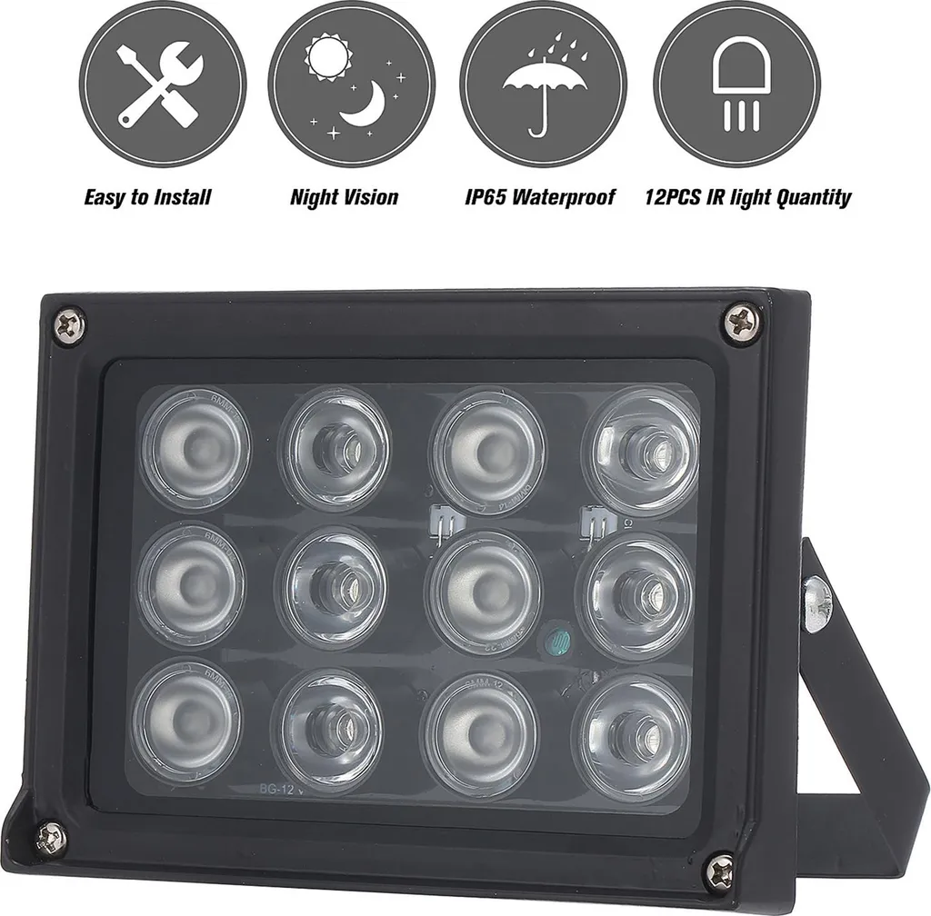 Projecteur IR 12 LED Wide Angle Long Range IP65 pour Sécurité Nocturne