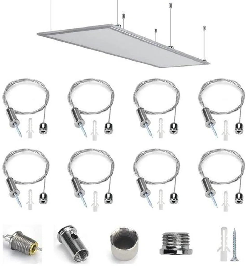 Solution fixation plafond : câble suspension réglable 1,5mm dalle LED