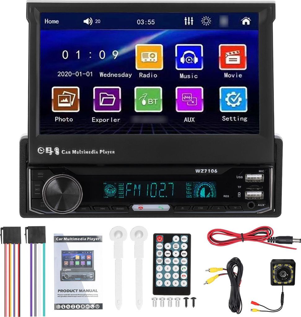 Jedno Din autorádio 7 palcový LCD dotykový displej FM zadní Obrázek produktu 