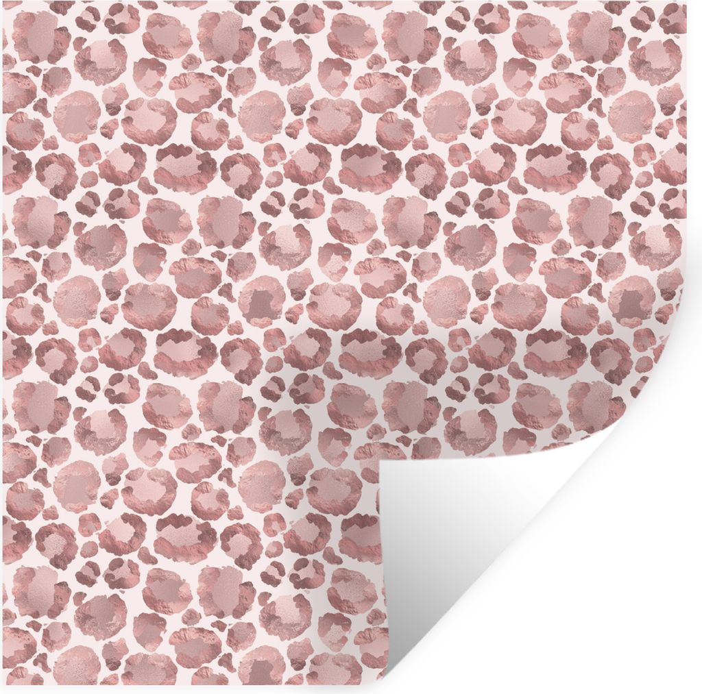 MuchoWow Wandtattoo Wandsticker Wandaufkleber Pantherdruck - Aquarellfarbe - Rosa 100x100 cm Selbstklebend und Repositionierbar - Wierderverwendb...