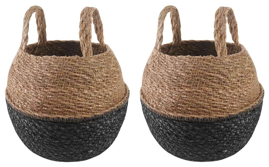 Pflanzenkübel mit Griffen 2 pcs Schwarz Ø 22 x 20 cm