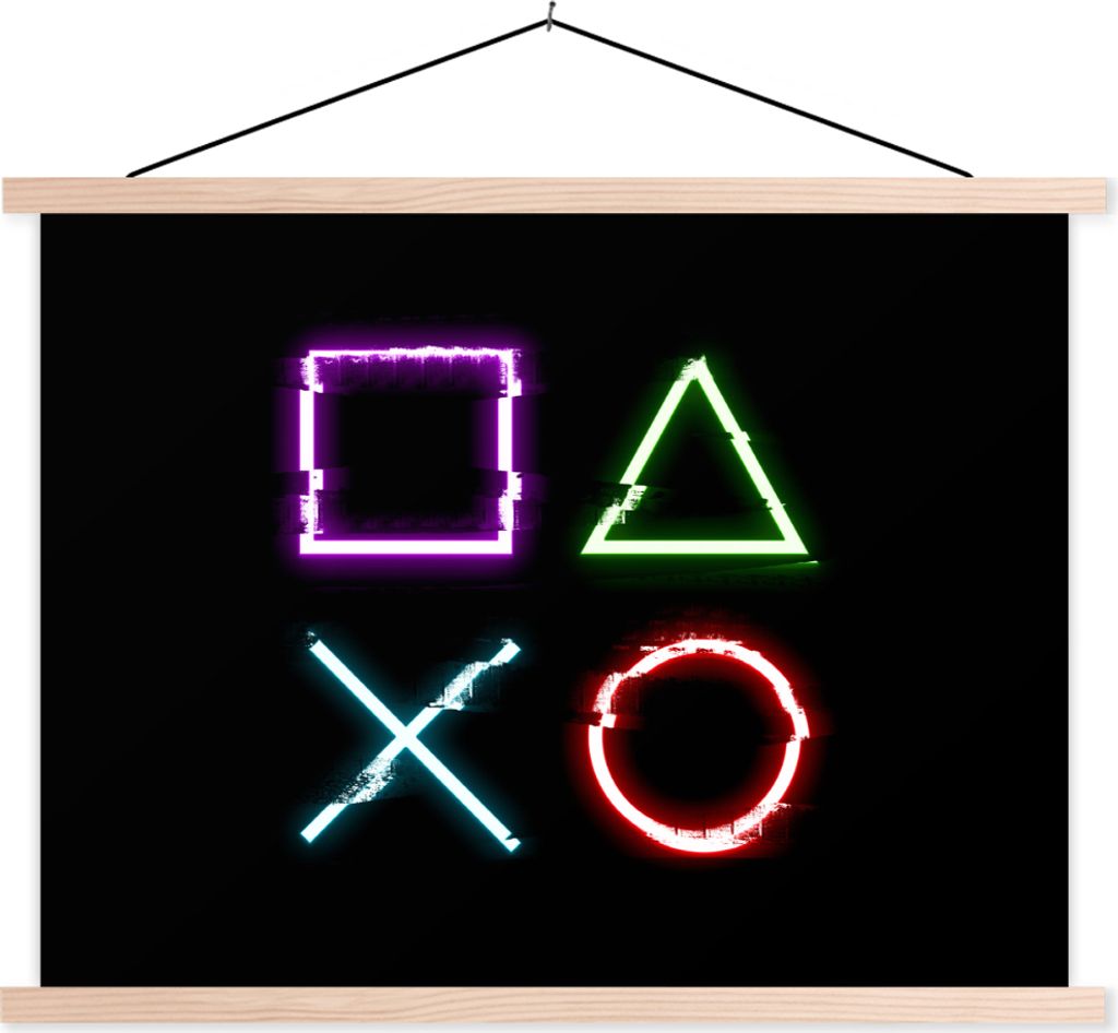 MuchoWow Textilposter Spiel - Controller - Tasten 40x30 cm mit holzfarbenen Rahmen - Bilder