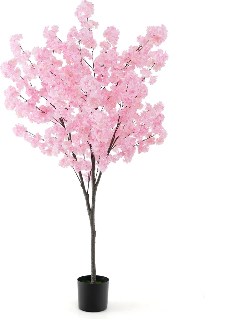 Plante artificielle cerisier Sakura rose 190 cm pour décoration maison