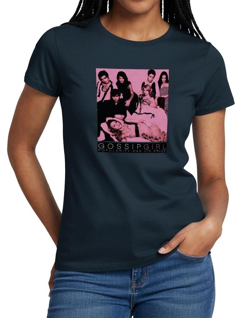 Spreadshirt Gossip Girl Ikonisches Bild Mit Hauptcharateren Frauen T-Shirt, XL, Navy