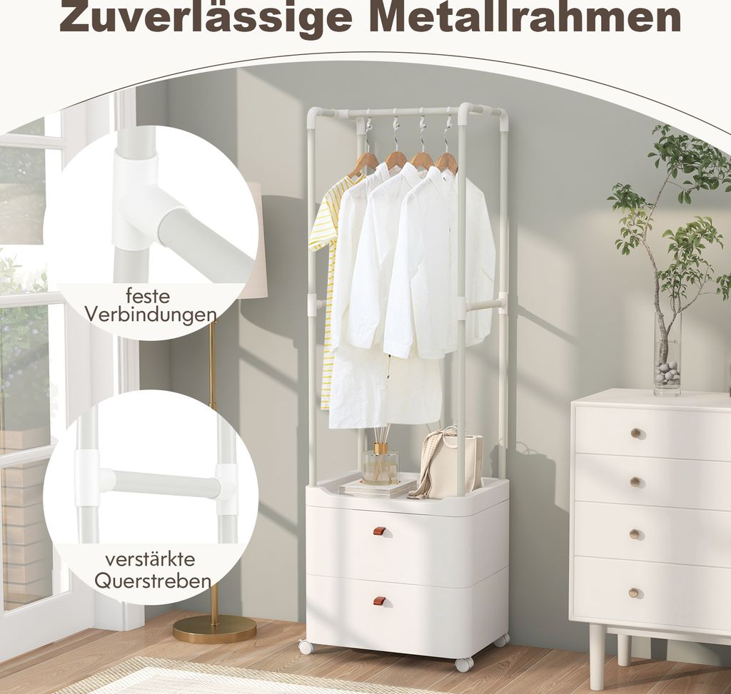 Věšák na oblečení COSTWAY se 2 zásuvkami, věšákem s Obrázek produktu 6