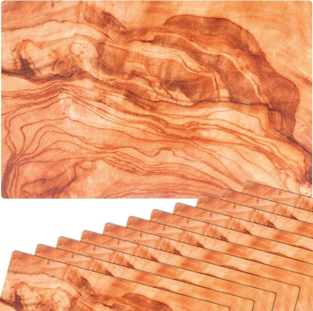 Abwaschbare Tischsets 12er Set mediterran Olive Holz-Optik