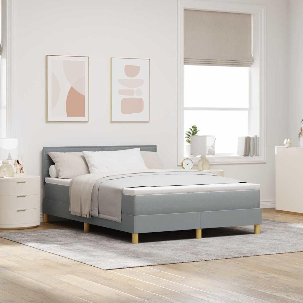 Maison Exclusive - Boxspringbett mit Kissen Hellgrau 160 x 200 cm Stoff