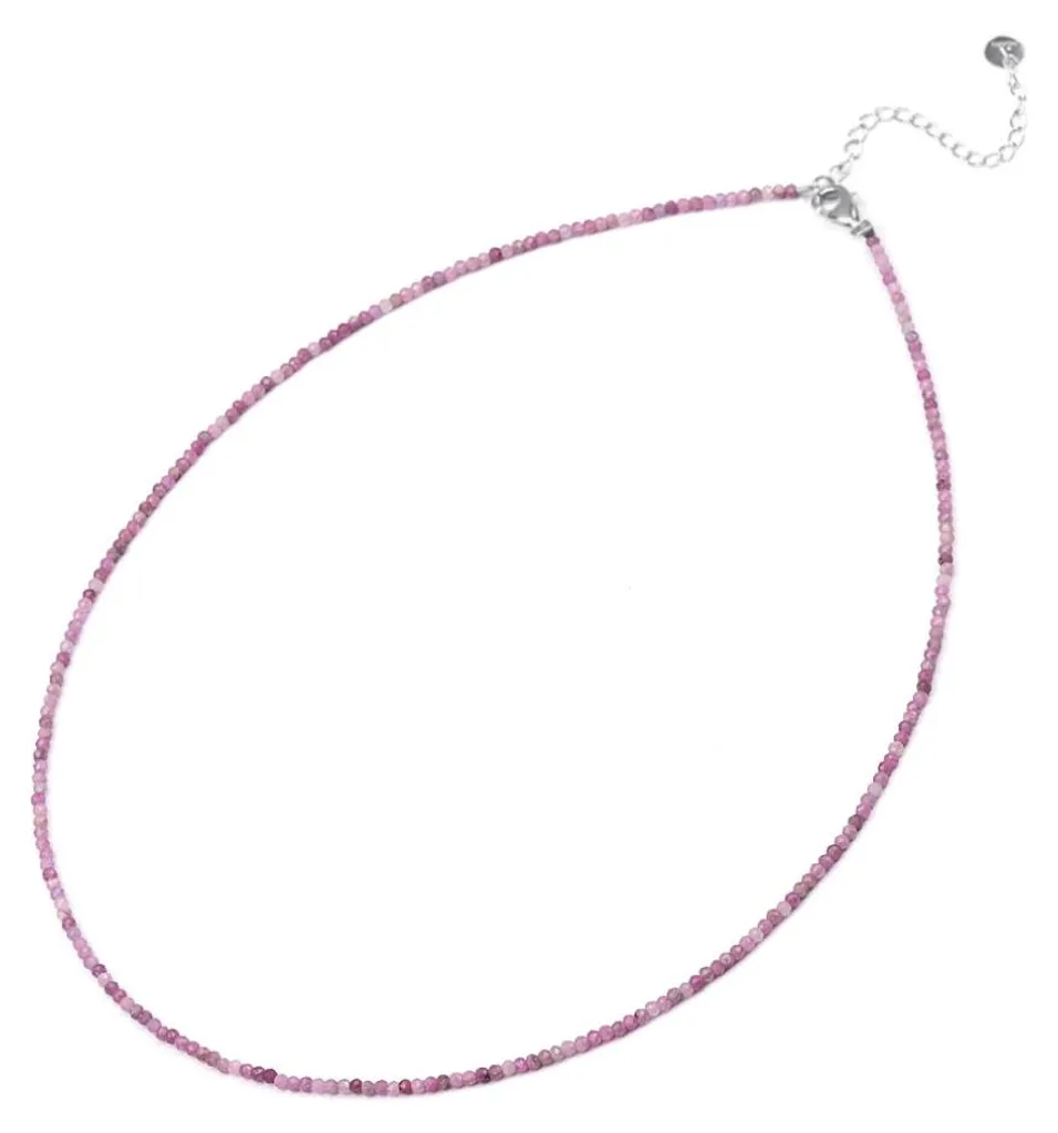 Collier rubis et perles POL-N12/47L - Nuances minérales rouge et nacre