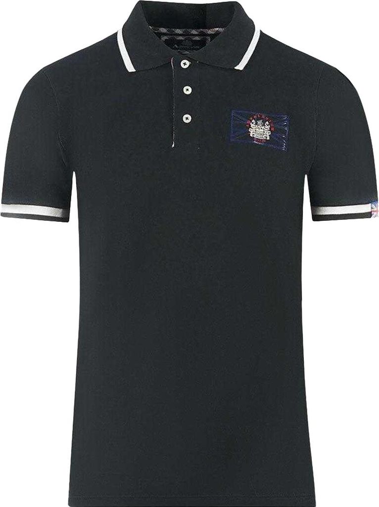Aquascutum - "London" Poloshirt für Herren/Damen Unisex SY154 (M) (Schwarz)