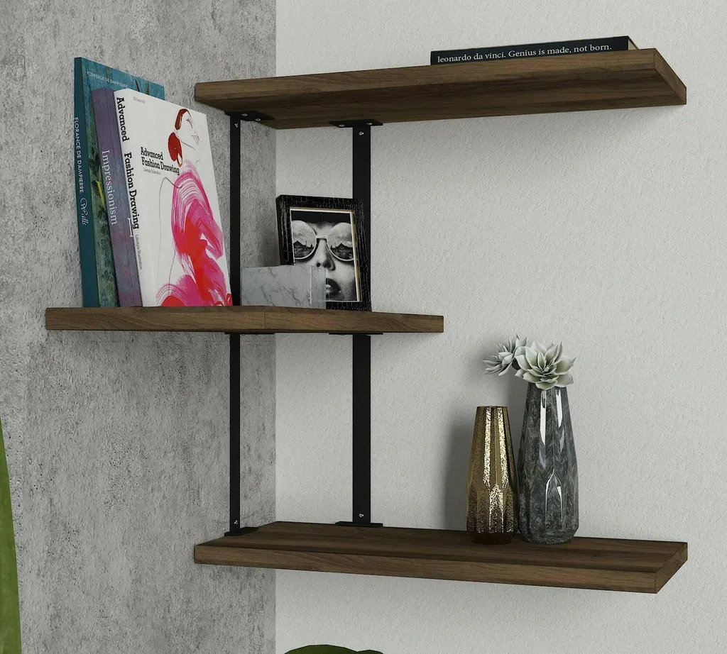 Étagère Compacte 3 Tablettes Noyer Marron Ékeka Design Moderne - 5
