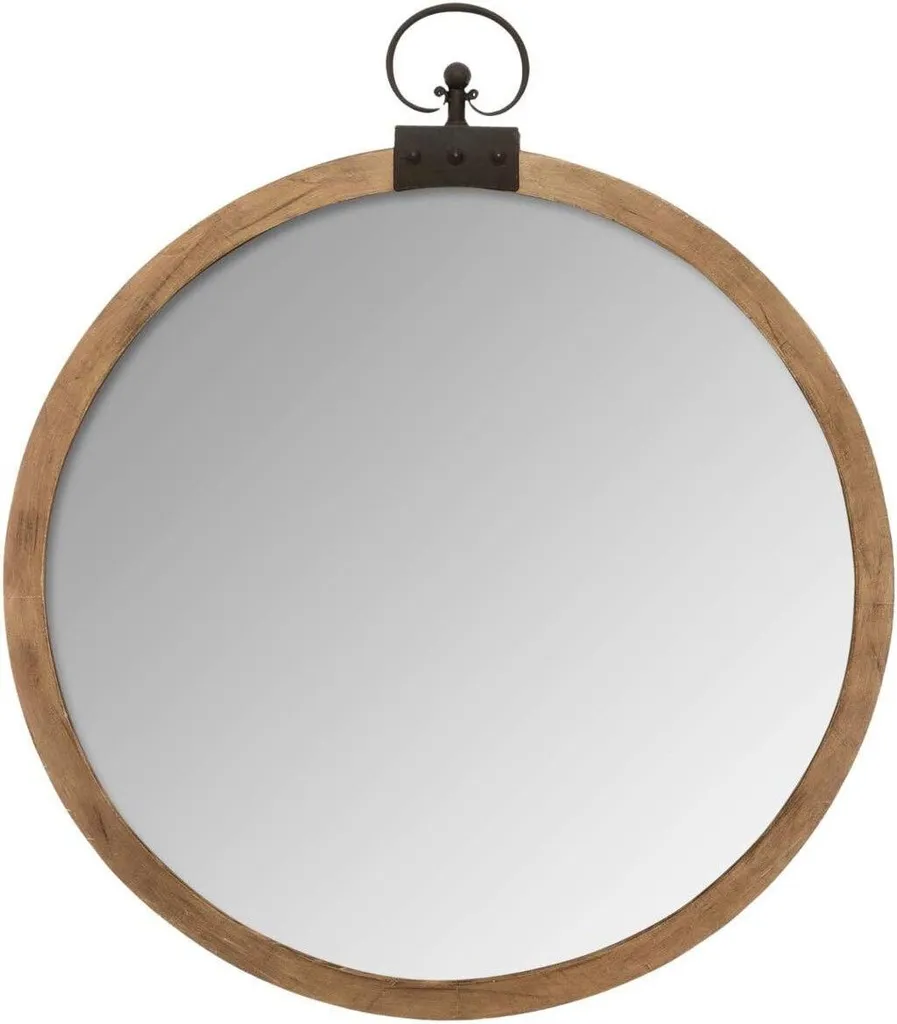 Miroir Style Industriel Gousset Bois 74 cm - Finition Atmosphera Chic