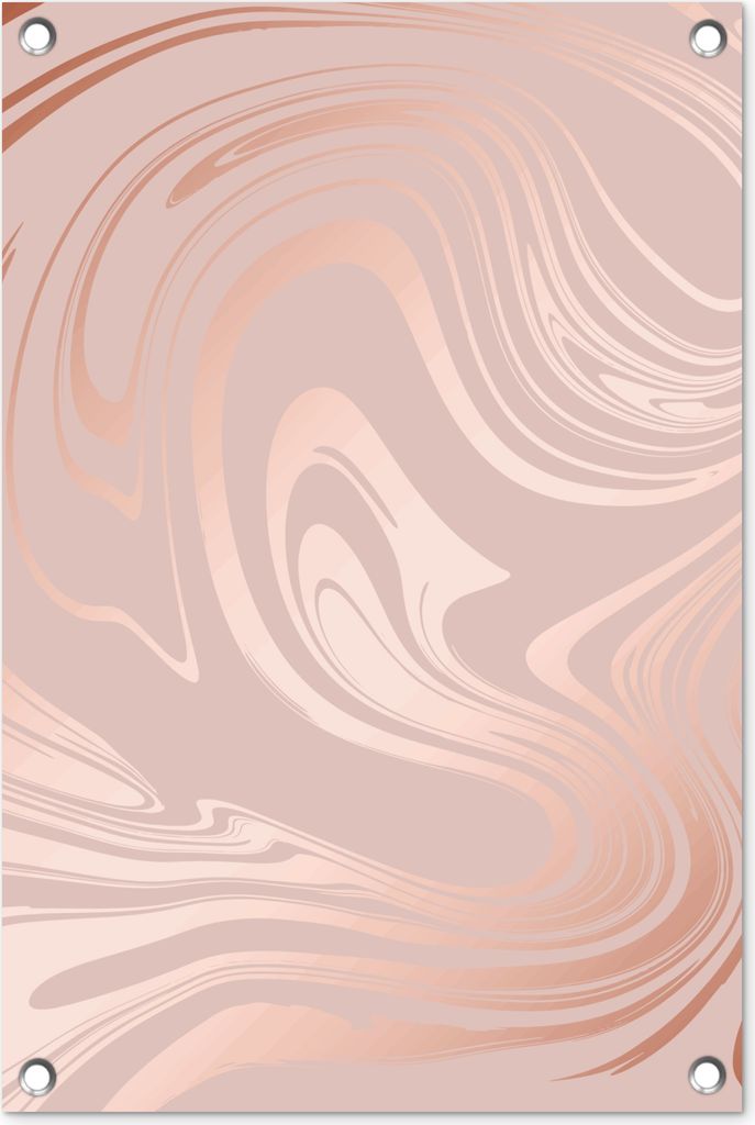 MuchoWow 40x60 cm Outdoor-Poster Gartendeko Sichtschutz Garten Poster für den Garten Marmor - Roségold - Luxus