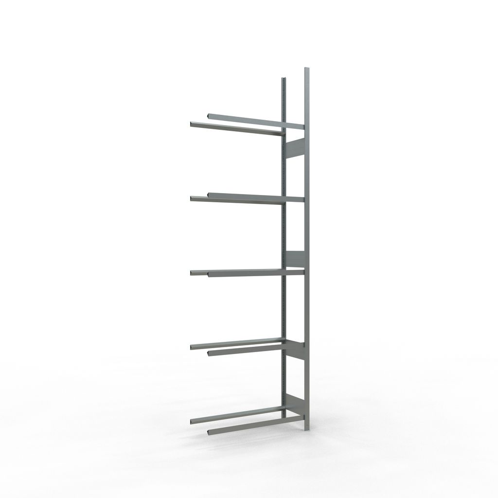 Räderanbauregal 3500x1050x400 mm - 5 Ebenen á 1050 mm, verzinkt