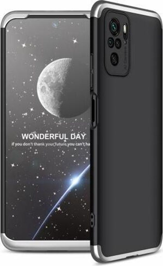 360 Grad-Case für Xiaomi Redmi Note - Farbe: Schwarz & Silber - Modellkompatibilität: Für Xiaomi Redmi Note 10