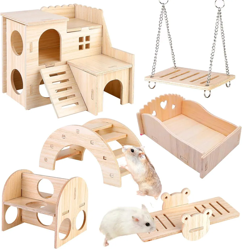 Kit d'accessoires de cage pour hamster et cochon d'Inde - 6 jouets DIY
