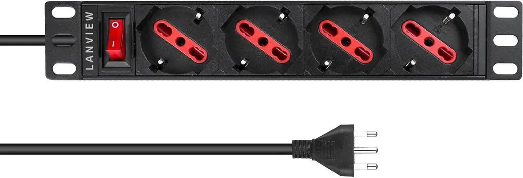 PDU Rackable 19 Pouces 1U Noir Lanview pour Baie de Brassage Réseau
