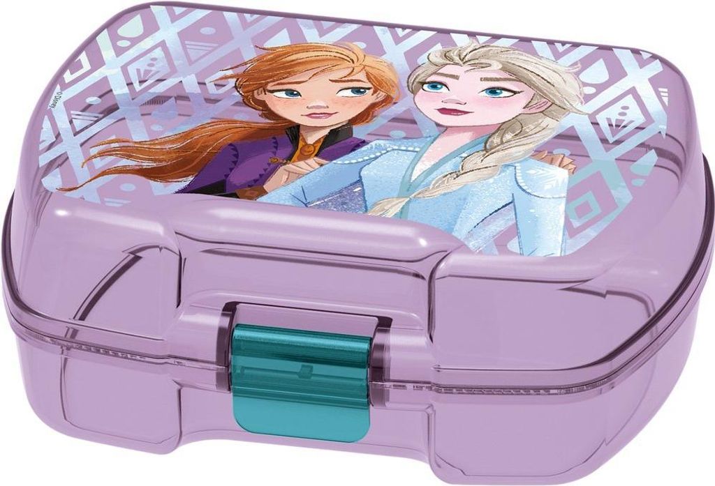 STOR Sandwichbox für Mädchen Disney Frozen mit 3 Fächern, BPA-freier Kunststoff, wiederverwendbar und waschbar, nicht geeignet für Mikrowelle u...