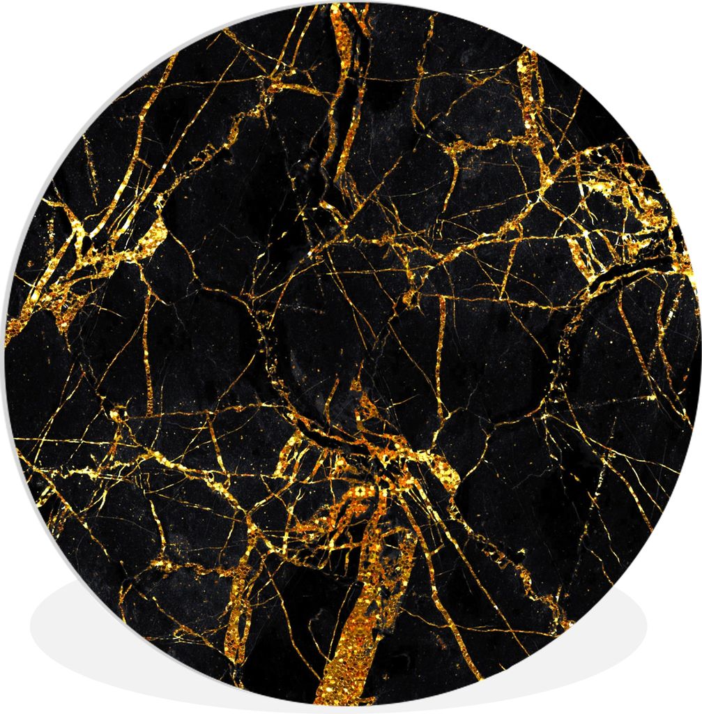 MuchoWow Rundes Wandbild - Runde Bilder Gold - Marmor - Glitzer - Luxus Ø 90 cm Kreis Wanddekoration Kunststoff - Wandkreis - Wandschmuck - Wand...