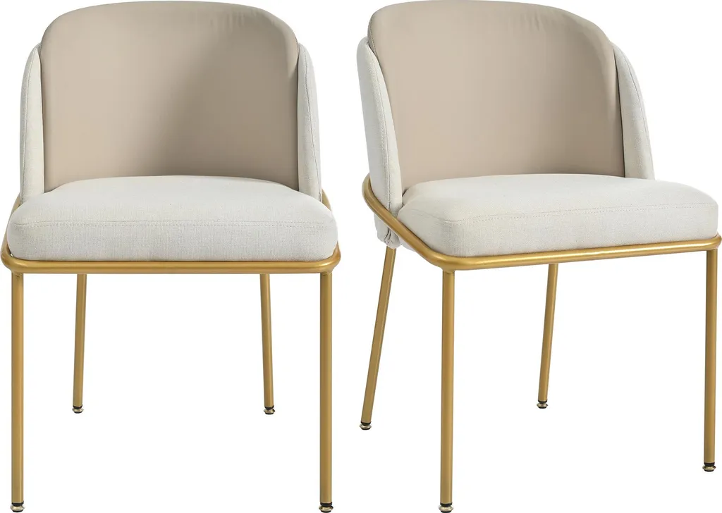 Chaise de salle à manger stable pieds réglables lot de 2 en beige - 7
