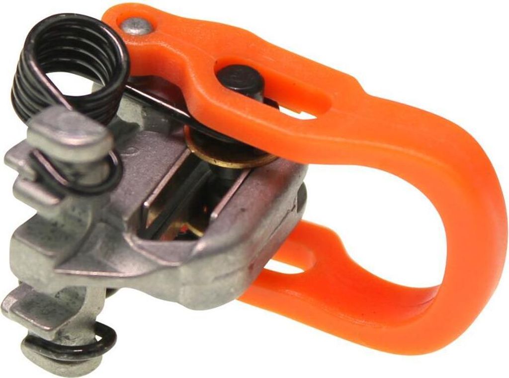 A close-up studio shot of a Black&Decker blade clamp connector.