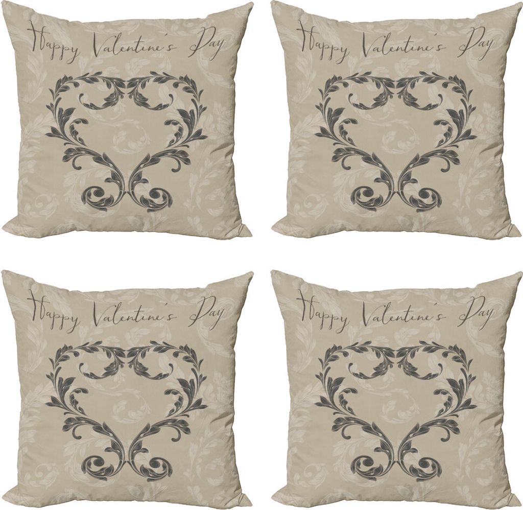 ABAKUHAUS Taupe Kissenbezug Set (4 Stück), Valentinstag Taupe, Moderner Doppelseitiger Digitaldruck, 50 cm x 50 cm, Taupe Tan