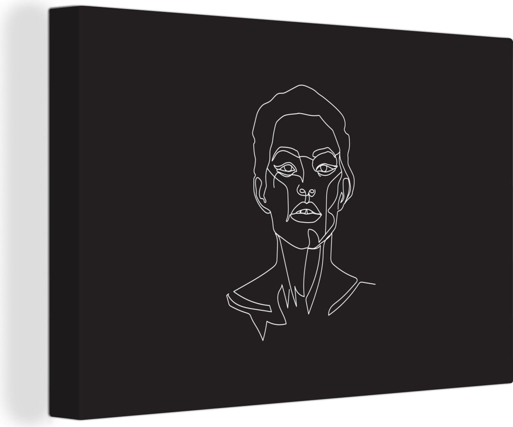OneMillionCanvasses - Leinwandbilder - 140x90 cm, Strichzeichnung - Frau - Gesicht, Wandbilder Kunstdruck Wanddekoration - Foto auf Leinwand - Ge...