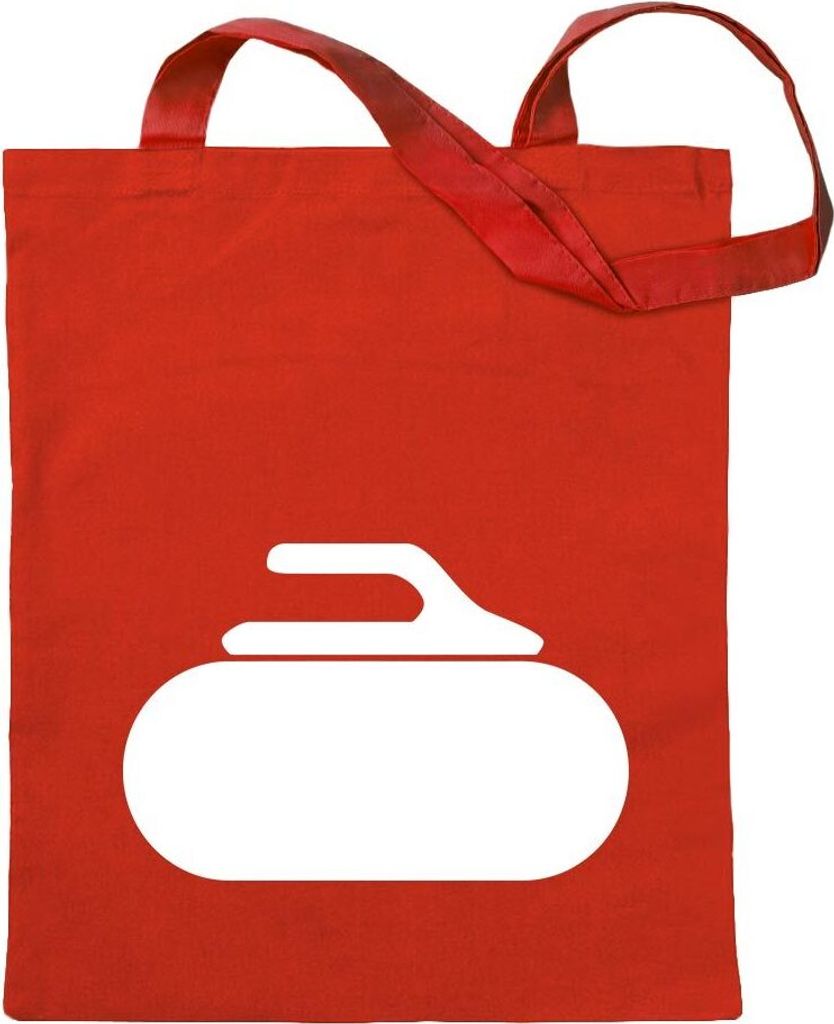 Kiwistar - Baumwolltasche - rot - Curling Stein - Tragetasche Stoffbeutel Umhängetasche Langer Henkel