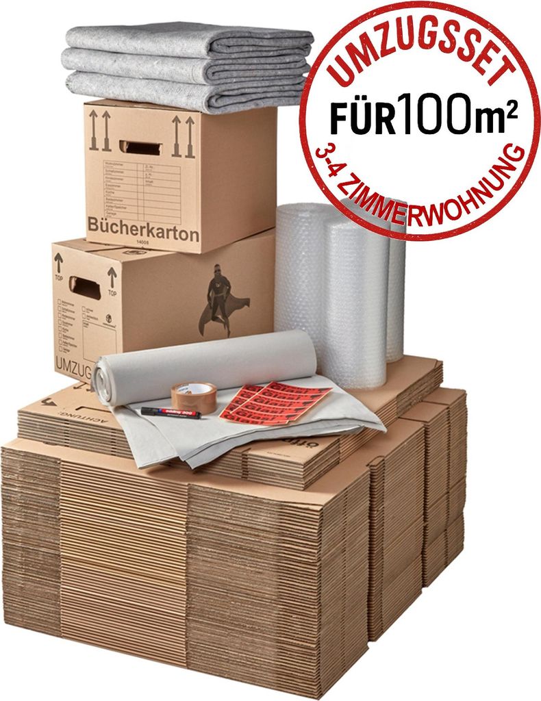 Umzugskomplettpaket 3 bis 4 Zimmer/Haus 100 m² (70x Kartons Produktbild 