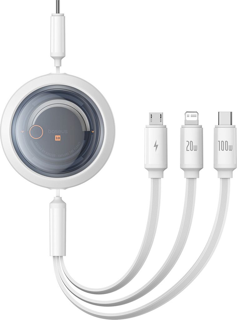 Baseus 3in1 USB-C Lightning microUSB Kabel 100W Weiß
