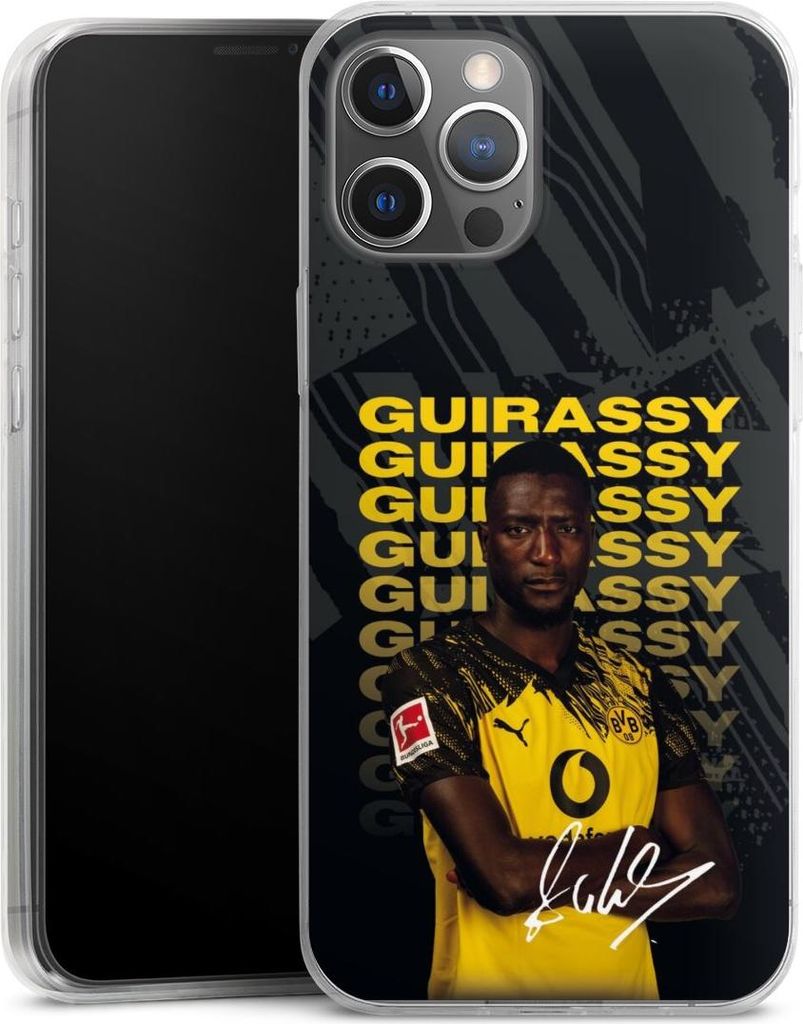 DeinDesign Slim Hülle für Apple iPhone 12 Pro Max Silikon Case Ultra Dünn Handyhülle BVB Borussia Dortmund Serhou Guirassy