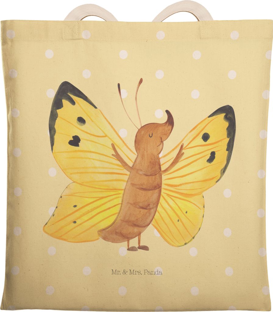 Mr. & Mrs. Panda Stofftragetasche Schmetterling Zitronenfalter - Gelb Pastell - Geschenk, Liebe, Fakt, Lustige Sprüche, Einkaufstasche, shopping b...