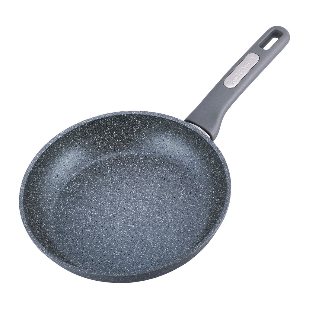 KAMILLE Pfanne IKER Granitpfanne 24 cm Induktion Antihaft-Pfanne Bratpfanne mit Deckel