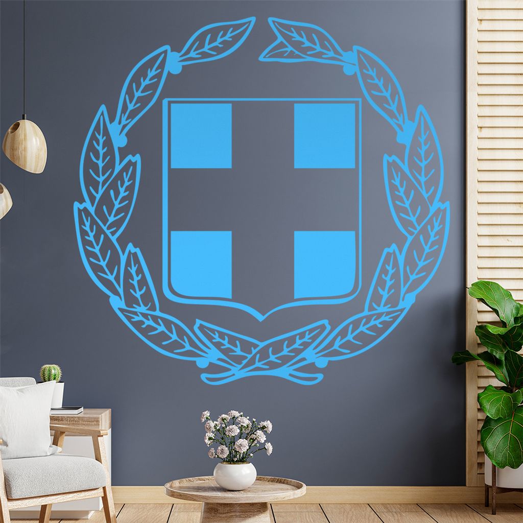 Griechenland Wappen Wandtattoo Wandaufkleber Wall Sticker - Dekoration, Küche, Wohnzimmer, Schlafzimmer, Badezimmer